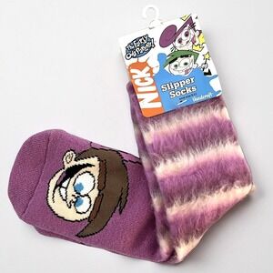 Nickelodeon The Fairly OddParents Slipper Socks Girls 9-11‎ Pink Fuzzy Timmy NWT